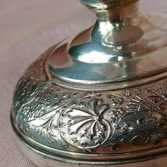 Antique Middleton Plate Co. Victorian Intricately Etched Pewter Chalice/Goblet - Picture 6 of 9